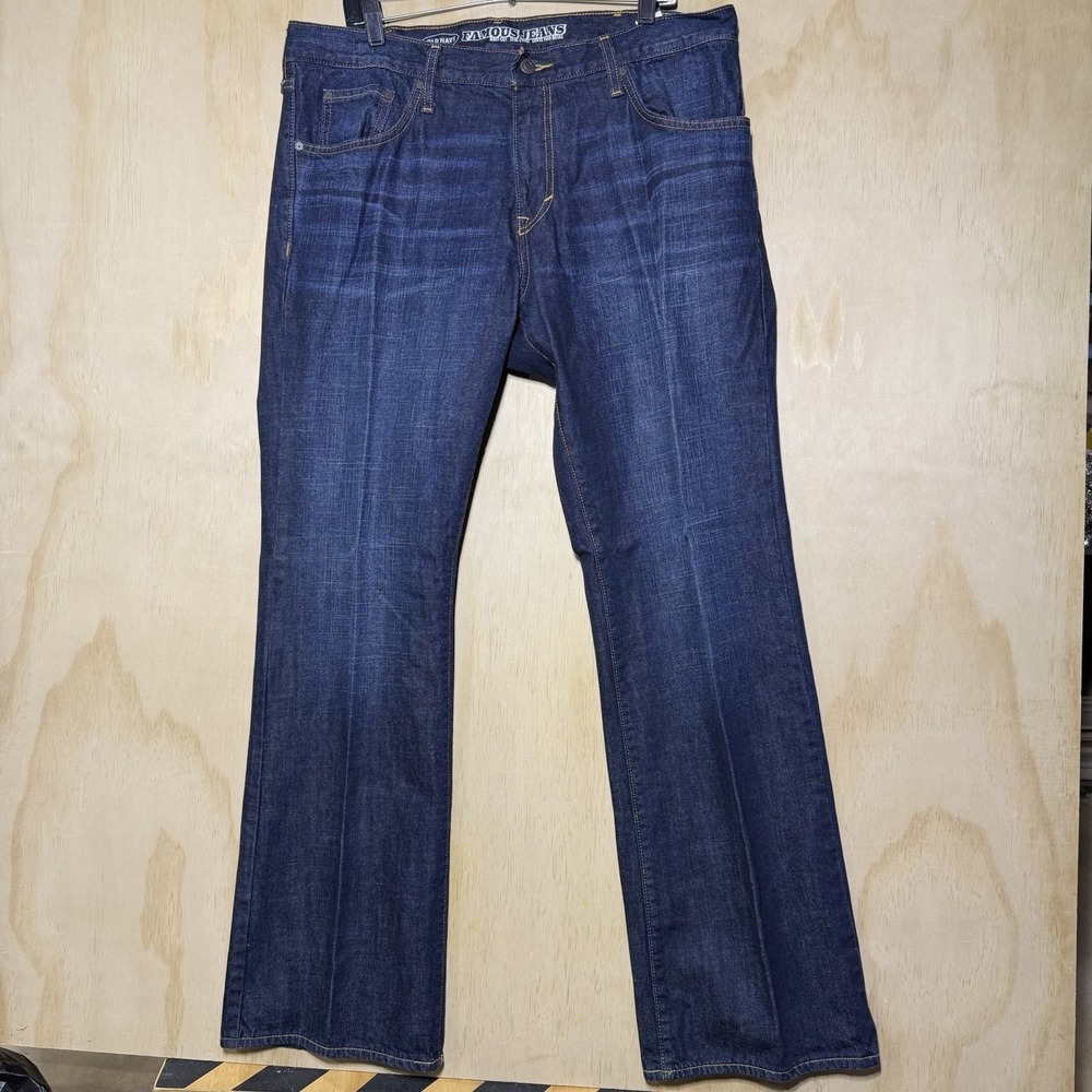 Old Navy Famous Jeans‎ Bootcut Mens 38x34 Dark Wash Denim Classic Casual